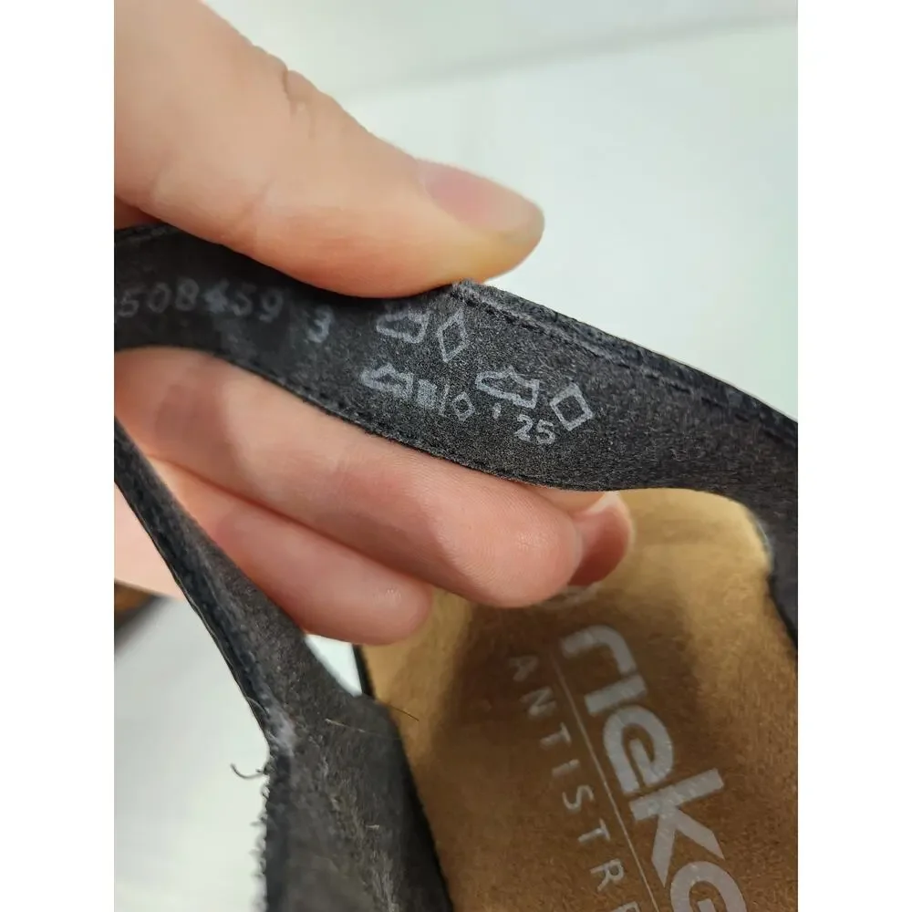 Rieker Women's 68176 Rose Wedge Sandals, Size 38 (7-7.5) In Ginger/Schwarz/Gold